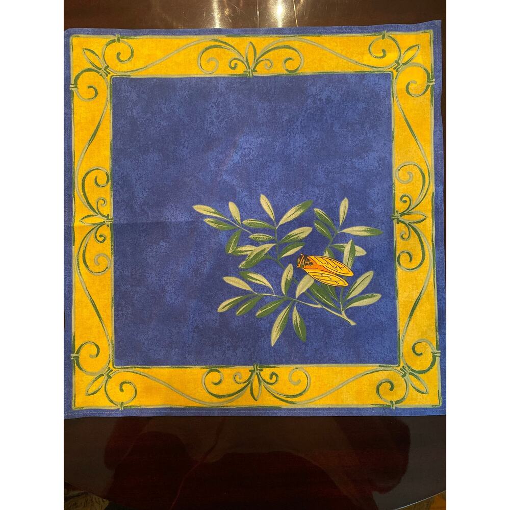 French Provincial Napkin - Cicada on a Blue Field LaCigale